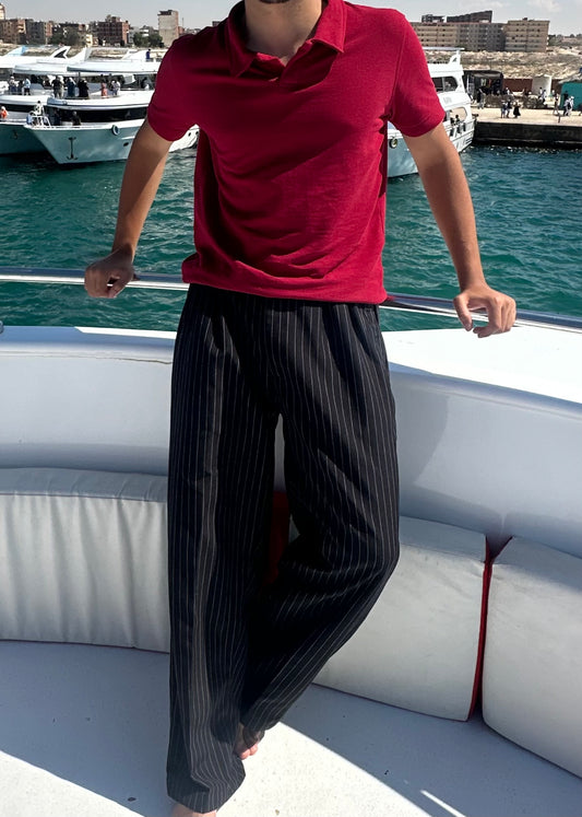 Polo & pinstripe pants Set